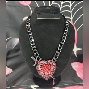 Betsey Johnson Bleeding Heart Statement Necklace